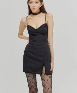 Best Sellers [KAGAMIL] Seasonless BOLD SLIP BACKLESS MINI ONEPIECE BLACK