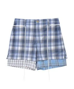[AJO BY AJO] SS 22 Check Mixed Shorts [Sky Blue]