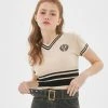 [NASTY FANCY CLUB] SS 22 BAY LEAF CLUB V-NECK KNIT TEE (IVORY)_F22QB414 Best Sellers