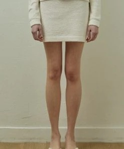 Best Sellers [STEP AROUND] SS 22 Tweed Mini Knit Skirt_IVORY