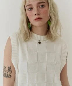 Best Sellers [ROCCI ROCCI] Summer 22 Rose Jacquard Knit Vest (IVORY)