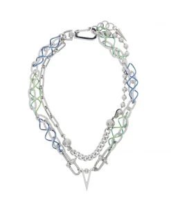 Best Sellers [STEEL EDITION] Seasonless V Metal Curve Ring Necklace