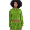Best Sellers [ARCHIVEBOLD] SS 22 VELOUR CROP HOOD ZIP-UP (GREEN)