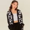 [AQOSTUDIOSPACE] SS 22 AQO BEAR PATTERN CARDIGAN (CROP Ver) BLACK Best Sellers