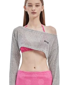 [CRANK] Summer 22 BOATNECK CROP KNITWEAR_GY