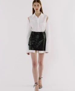 [MINASONG] SS 22 CUT OUT MINI SKIRT - LONG BLACK Best Sellers