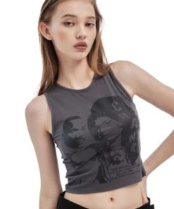 Best Sellers [CRANK] Summer 22 Y2K PRINT SLEEVELESS_D.GY
