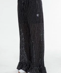 Best Sellers [GIMMETHEYOUNG] SS 22 LACE STRIPE FRILL PANTS / BLACK
