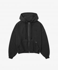 [DPRIQUE] Summer 22 Oversized Full Zip Hoodie - Washed Black