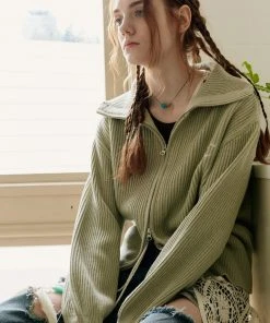 Best Sellers [ROCCI ROCCI] SS 22 RCC Knit Zipup Cardigan [MINT GREEN]