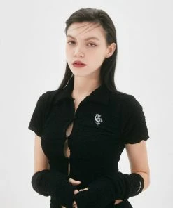 [NASTY FANCY CLUB] Summer 22 UNBALANCE WRINKLE COLLAR WARMER SET (BLACK)_F22QB447