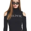 Best Sellers [CRANK] SS 22 CUBIC OFF SHOULDER TURTLENECK_BK