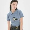 [NASTY FANCY CLUB] Summer 22 CAT SOFT COLLAR KNIT TEE (BLUE)_F22QB417