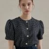 [JOORTI] SS 22 J964 Tweed Button Blouse (navy) Best Sellers