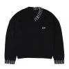 [OY] FW 21 STITCH V NECK CROP KNIT-BLACK