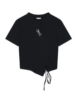 [HIGH SCHOOL DISCO] Summer 22 HSD SYMBOL RIBBON POINT CROP TOP BLACK