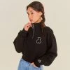 [AQOSTUDIOSPACE] SS 22 AQO BEAR CROP HALF ZIP-UP BLACK Best Sellers