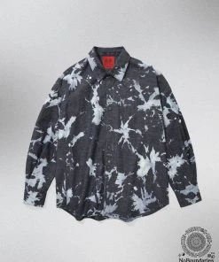 [CONECTX] SS 22 Hand Bleached Oversized Denim Shirt (dark Ver.)