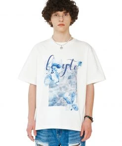 [LECYTO] Summer 22 FLOWER OCEAN LOGO T-SHIRT_(BLUE)