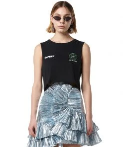 [INPREP] SS 22 GLOBE LOGO CROP SLEEVELESS (BLACK)