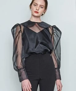 Best Sellers [MAKEATOAST] SS 22 SEE THROUGH ROUND COLLAR BLOUSE