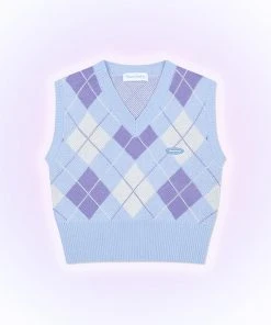 [MOONFAIRY] SS 22 DREAMY ARGYLE VEST-SKY BLUE Best Sellers