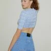 [ONNE] SS 22 Jacquard Crop Top - Lavender Check Best Sellers