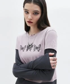 Best Sellers [LUV IS TRUE] SS 22 LAYERED TEE(PURPLE)