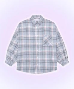 Best Sellers [MOONFAIRY] SS 22 POPPY LOOSE CHECK SHIRT-GRAY