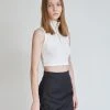 [LO AXUAL] SS 22 WHITE CROP KNIT ZIP UP SLEEVELESS Best Sellers