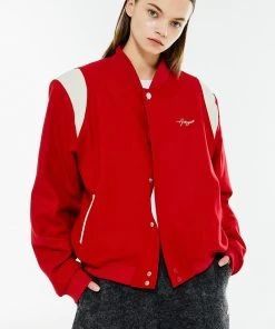 Best Sellers [ANOTHER YOUTH] Winter 21 Button Varsity Jacket - Red