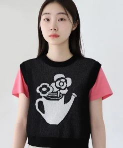 [GOCORI] Summer 22 WATERING POT KNIT VEST - BLACK PEPPER Best Sellers