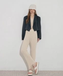 UNORMAL [UNUSUALNORMAL] SS 22 DAMAGED KNIT PANTS_LIGHT BEIGE Best Sellers