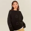 Best Sellers [AQOSTUDIOSPACE] SS 22 AQO BEAR PATTERN SWEATSHIRTS BLACK