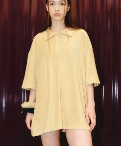 [ROCCI ROCCI] Summer 22 Terry Button Collar T-shirt (CREAM YELLOW)