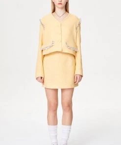 [OUTXO] Summer 22 JADE TWEED SKIRT YELLOW Best Sellers