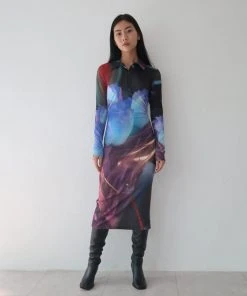 JULIE BEANS [JULYE HAN] SS 22 Collar Button Dress - Night Flower Best Sellers