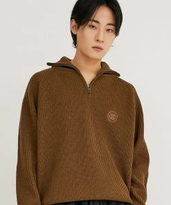 [CRUMP] SS 22 Logo Embroiderie Zip-Up Collar Knitwear (CT0345-1) Best Sellers