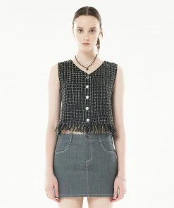 [LARTIGENT] Summer 22 TWEED VEST(BLACK)