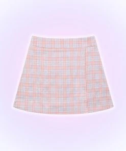 [MOONFAIRY] SS 22 NETTY CHECK WRAP SKIRT-PINK Best Sellers