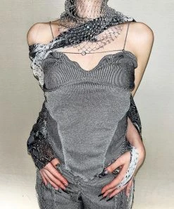 [MEZZOKUNST] Summer 22 Crystal Layer Bustier - Metal Gray