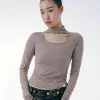 [SETUP EXE] SS 22 U Neck Hole Modal Turtleneck Top [Mocha] Best Sellers