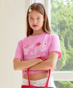 Best Sellers [ANEDIT] Summer 22 Semi Crop Flower Tshirt_PK