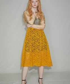 Best Sellers [SORRY TOO MUCH LOVE] Summer 22 Pintuck Lace Oganza Dress_Yellow