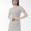 [SETUP EXE] SS 22 Pin Tuck Halfneck Sleeve Slit Long Top [Ivory] Best Sellers