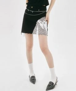 [NASTY FANCY CLUB] Summer 22 CURVE POINT COTTON MINI SKIRT (BLACK)_F22QD316