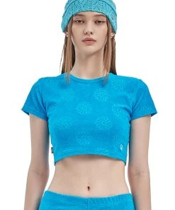 Best Sellers [CRANK] Summer 22 FLOWER TERRY CROP TOP_BL