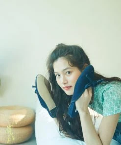 Best Sellers [HOKUS POKUS] Summer 22 Ribbon Denim Slide