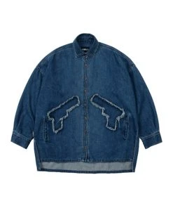 Best Sellers [AJO BY AJO] SS 22 Gun Oversized Washed Denim Shirt [Navy]