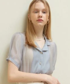 [JOORTI] SS 22 J983 See-through Puff Blouse (gray)